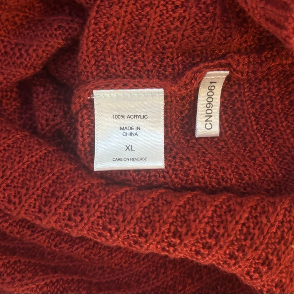 Soho NY&C Red Knit Tunic Sweater Size XL – 3/4 Sleeve Textured Soft Top - Picture 4 of 8